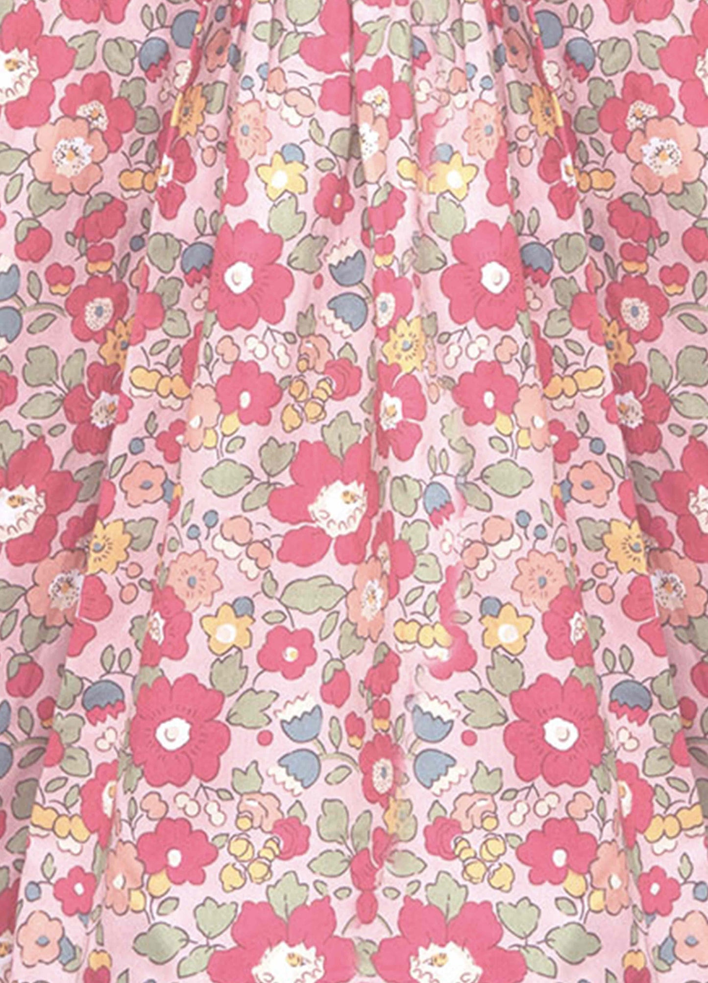 Floral patterned fabric with pink flowers on a pink background