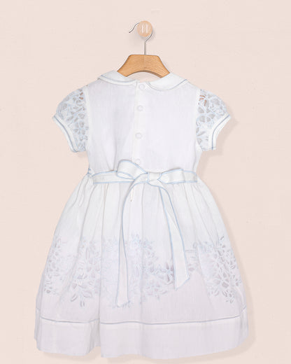 Emma Italian Doppia Blue Smock - Smocked Dress