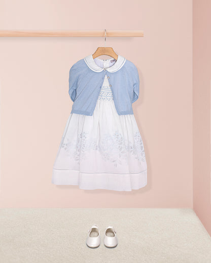 Emma Italian Doppia Blue Smock - Smocked Dress