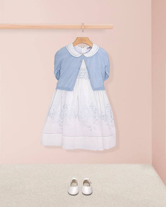 Emma Italian Doppia Blue Smock - Smocked Dress