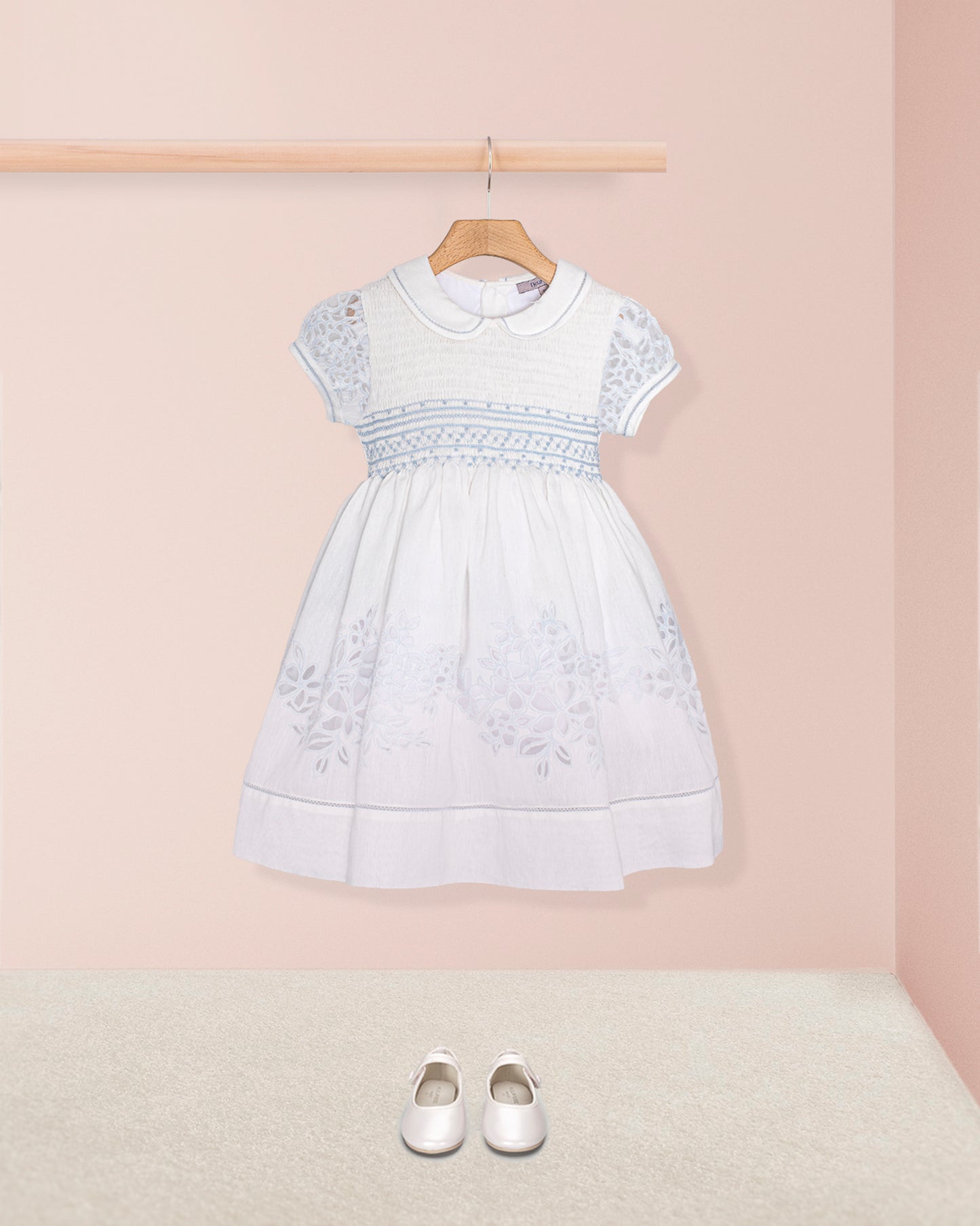 Emma Italian Doppia Blue Smock - Smocked Dress