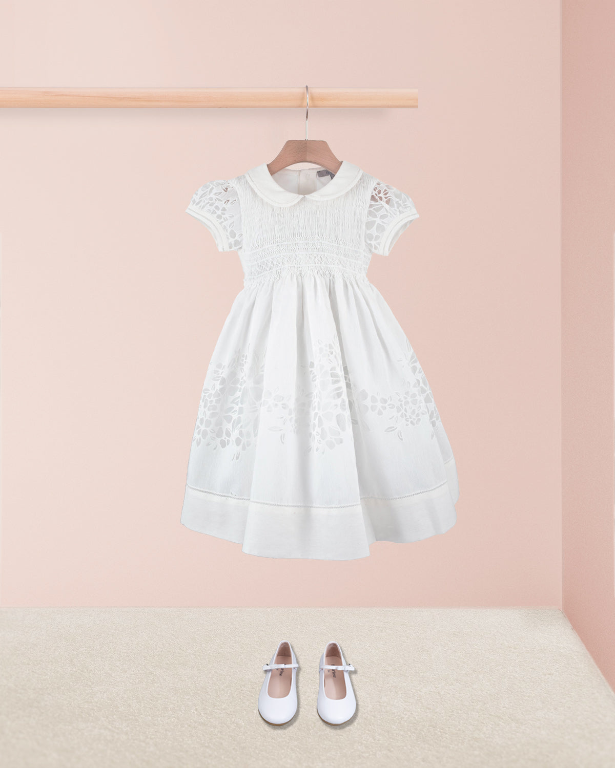 Emma Italian Doppia White Smock - Smocked Dress