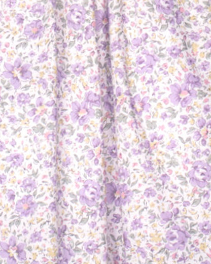 Floral pattern with purple flowers on a white background