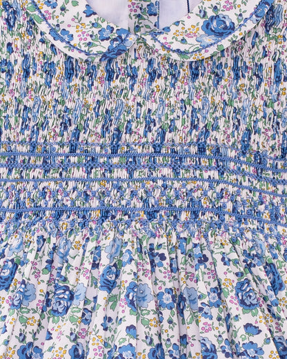 Emma Liberty Blue Rosebud Smock - Smocked Dress