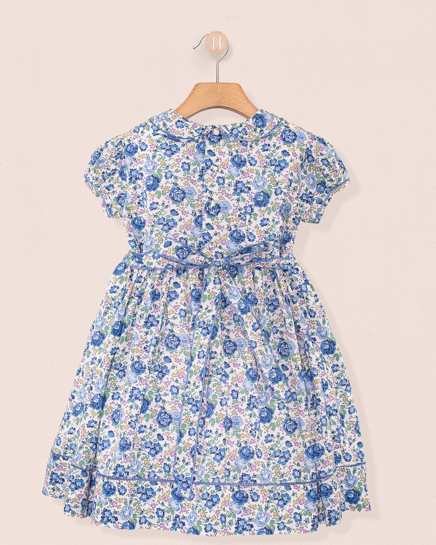Emma Liberty Blue Rosebud Smock - Smocked Dress