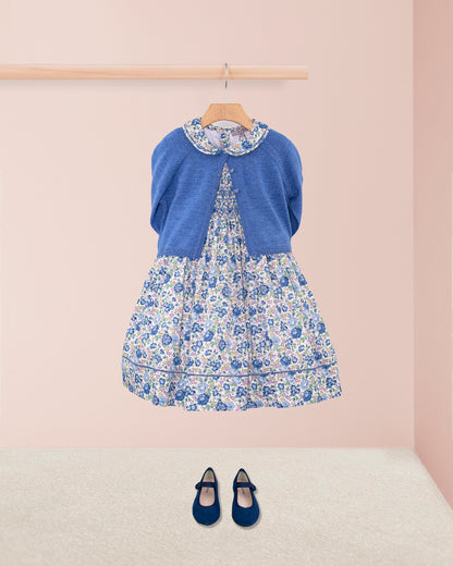 Emma Liberty Blue Rosebud Smock - Smocked Dress