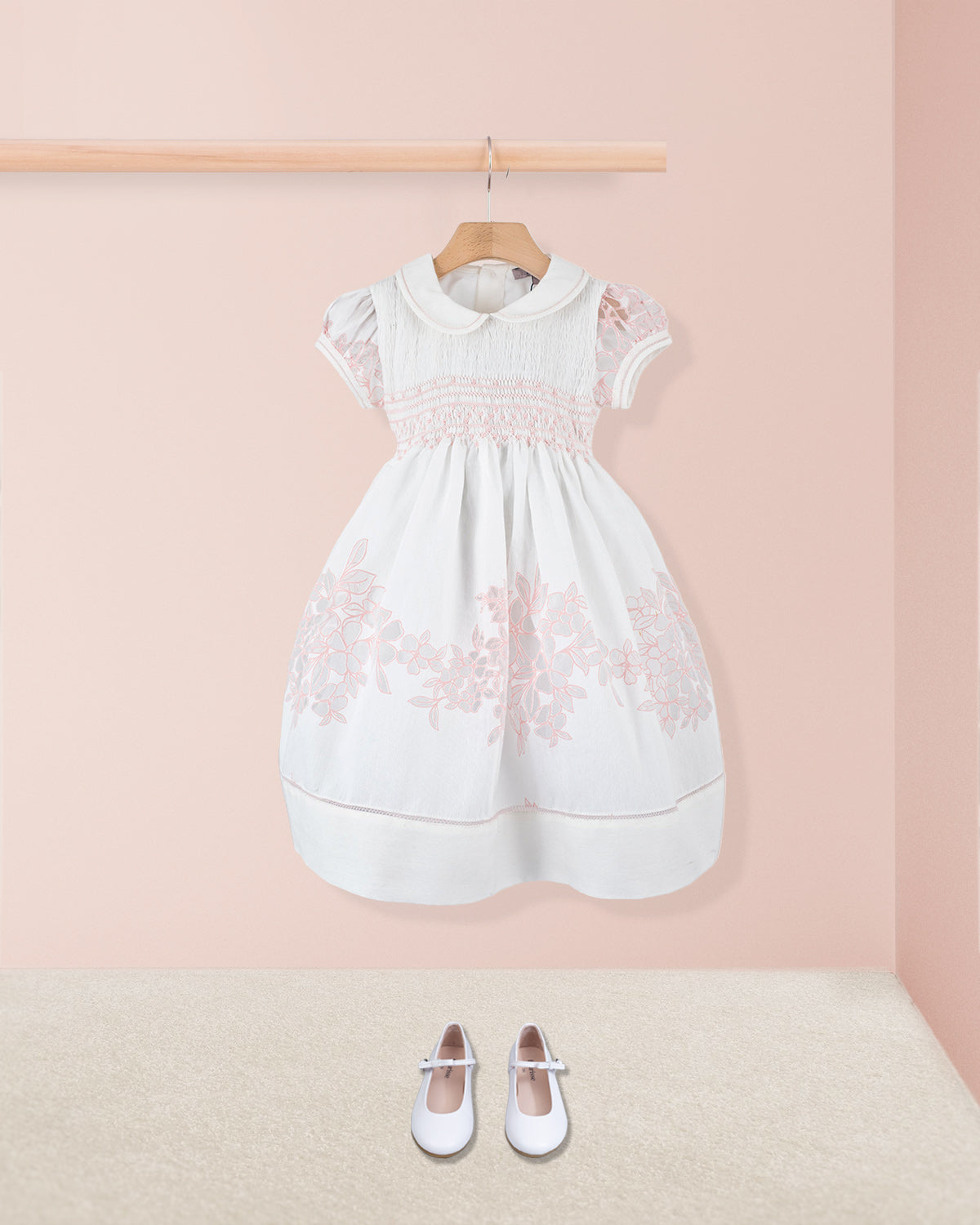 Emma Italian Doppia Pink Smock - Smocked Dress