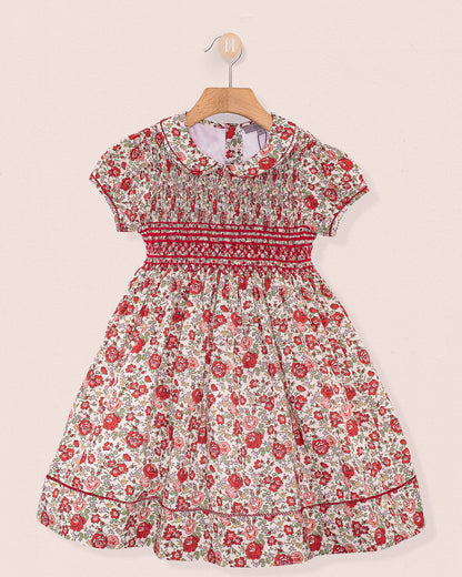 Emma Liberty Red Rosebud Smock - Smocked Dress