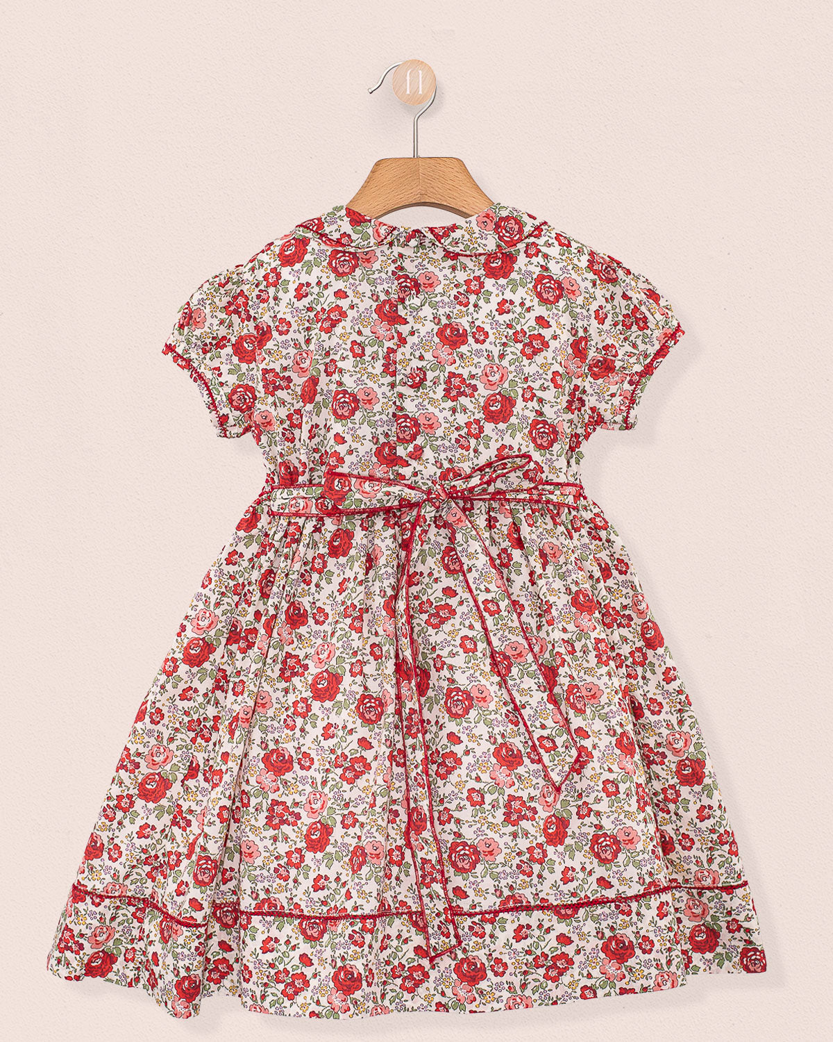 Emma Liberty Red Rosebud Smock - Smocked Dress
