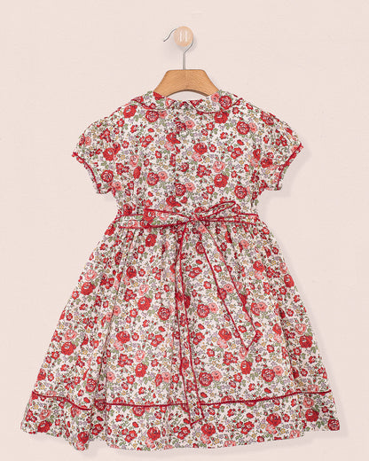 Emma Liberty Red Rosebud Smock - Smocked Dress