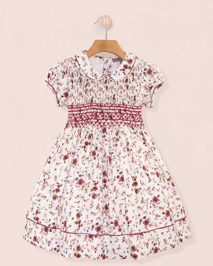 Emma Tuscany Mauve Floral Smock - Smocked Dress