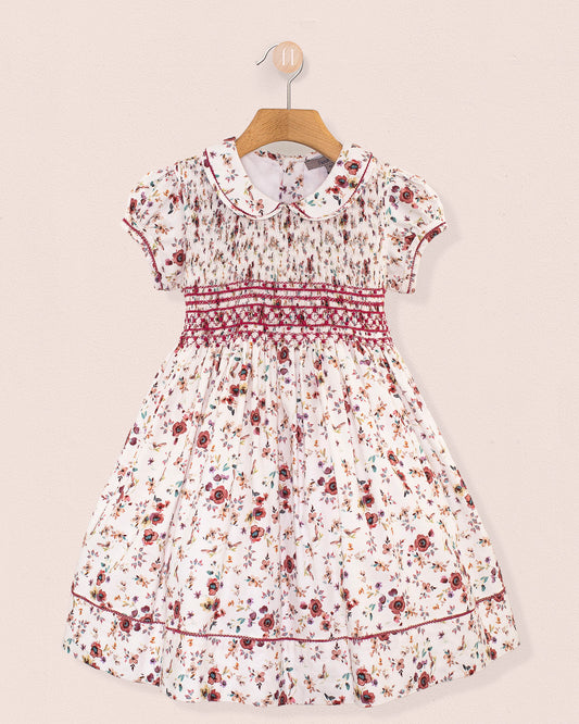Emma Tuscany Mauve Floral Smock - Smocked Dress
