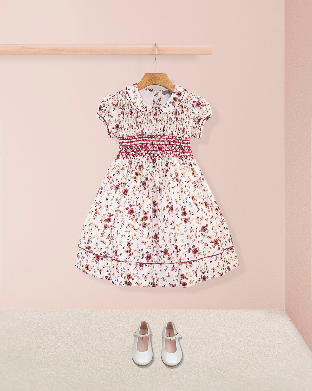 Emma Tuscany Mauve Floral Smock - Smocked Dress