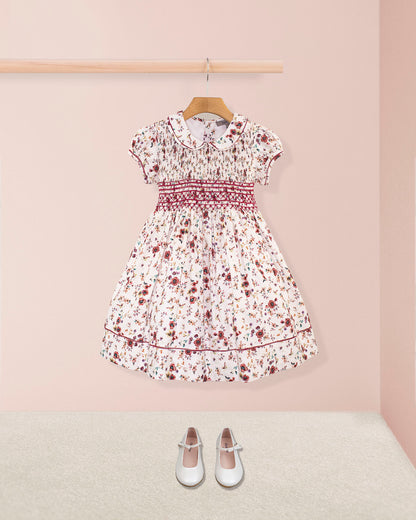 Emma Tuscany Mauve Floral Smock - Smocked Dress