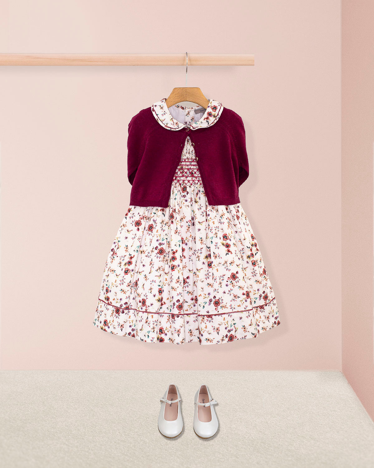 Emma Tuscany Mauve Floral Smock - Smocked Dress