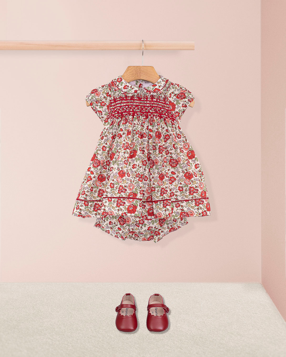 Baby Emmy Liberty Red Rosebud Set - Baby Dress
