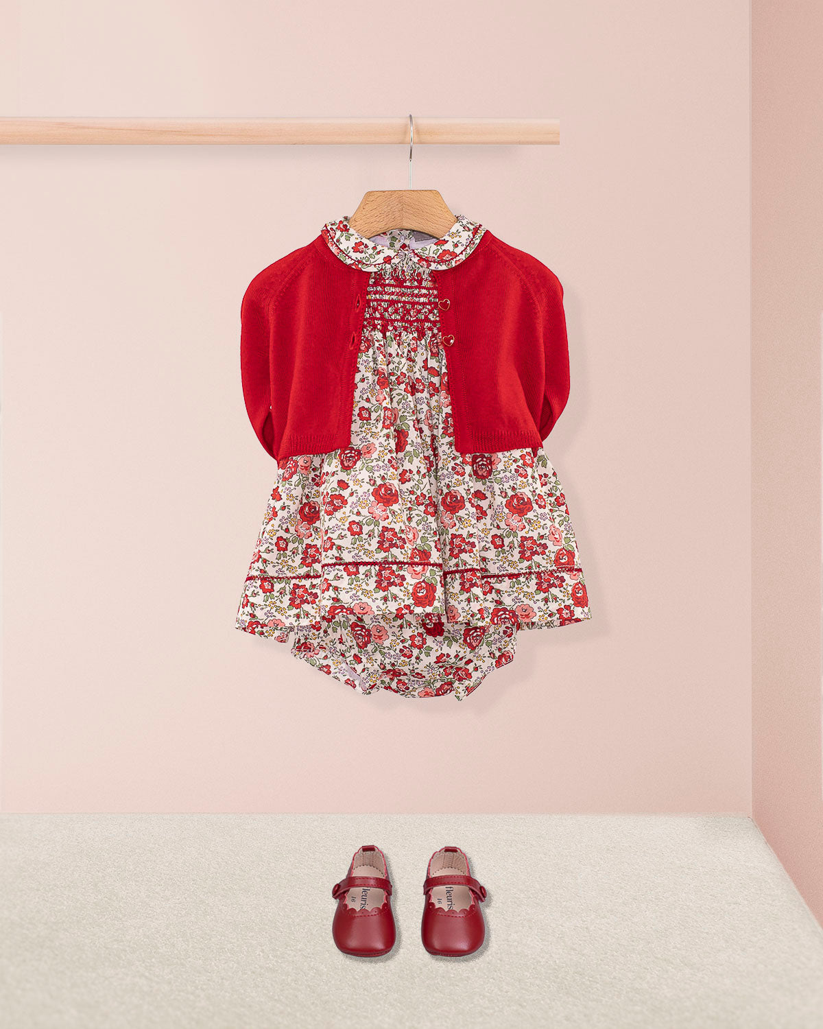 Baby Emmy Liberty Red Rosebud Set - Baby Dress
