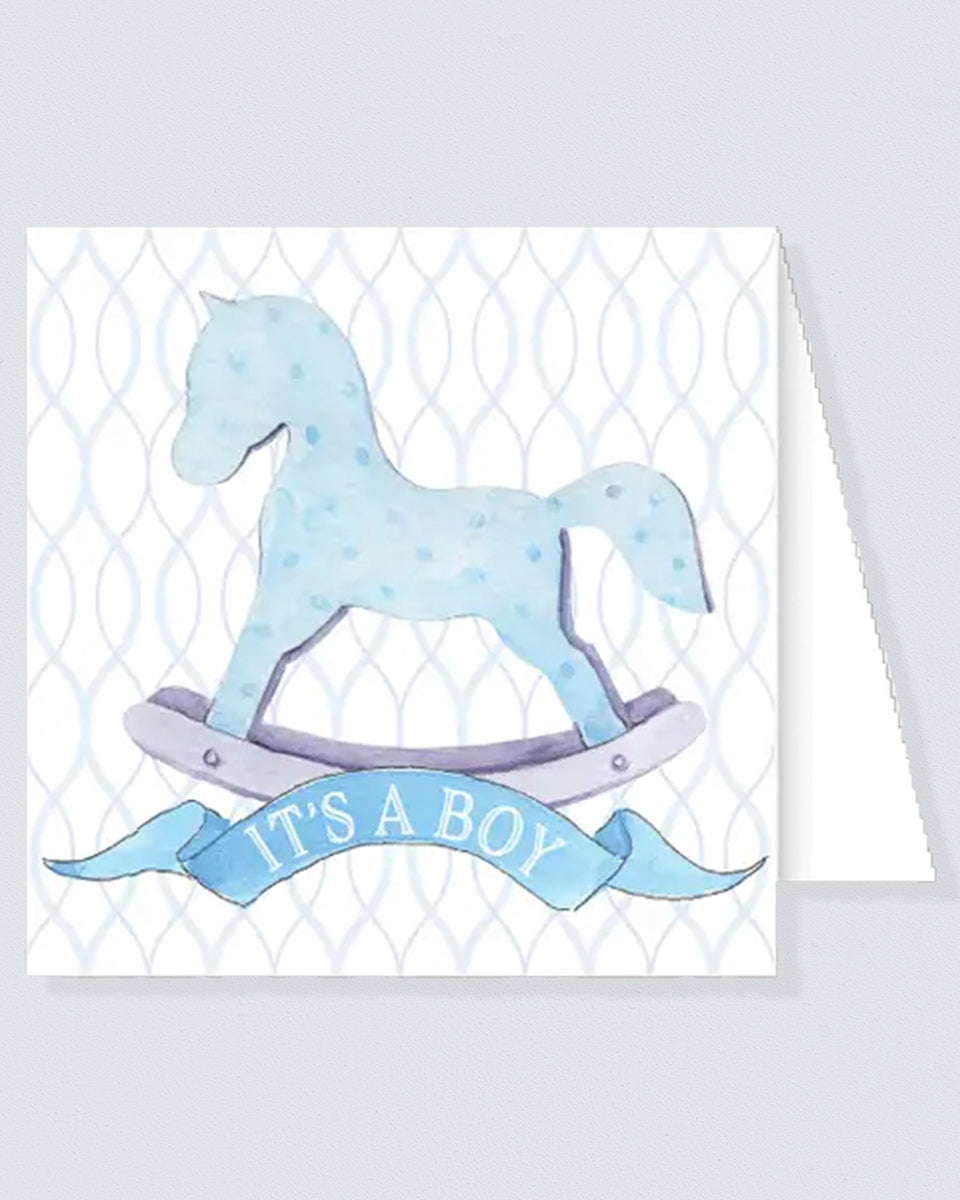 Enclosure Card Rocking Horse Blue