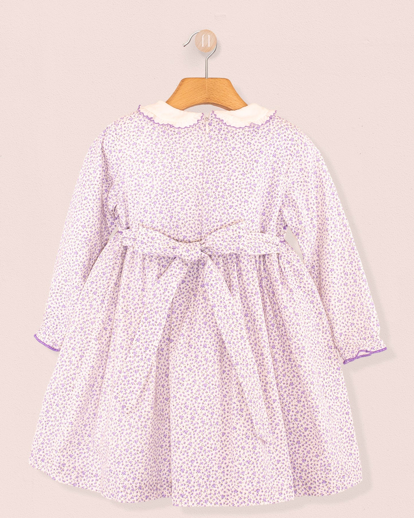 Fiorella Lavender Floral Twill Smock - Smocked Dress