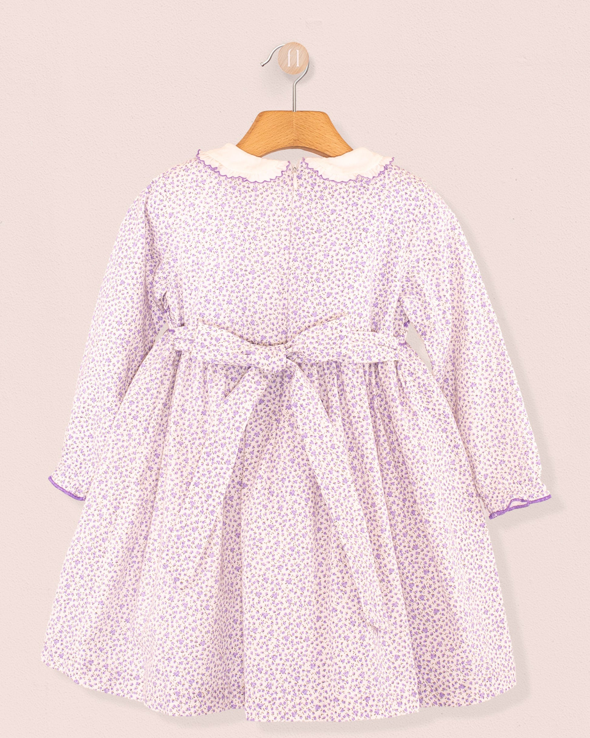 Fiorella Lavender Floral Twill Smock - Smocked Dress