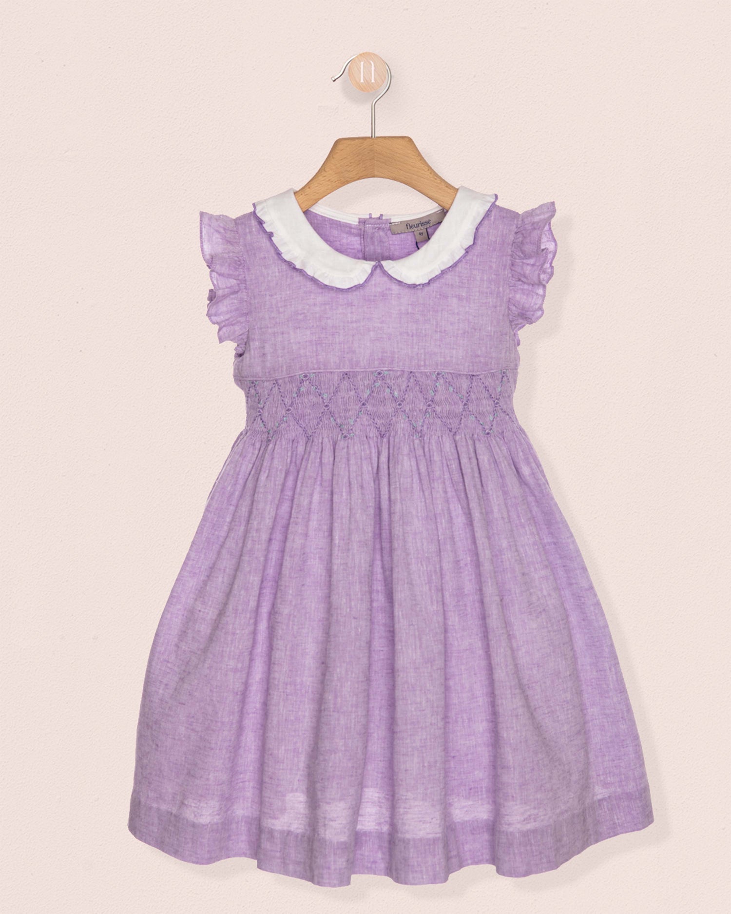 Florencia Italian Lilac Linen Smocked Dress