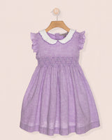 Florencia Italian Lilac Linen Smocked Dress