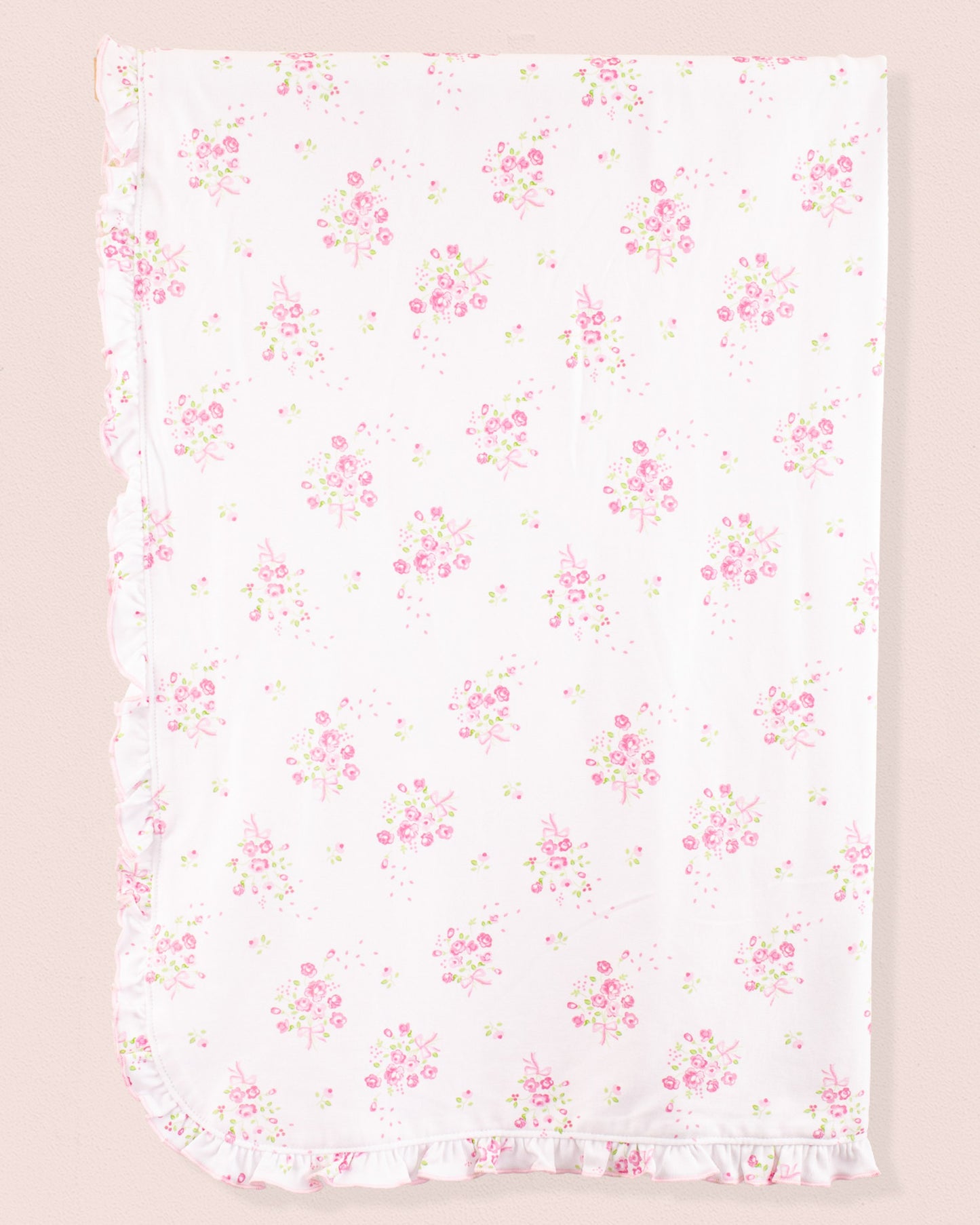 Pima Flowers Ruffle Receiving Blanket - Blanket