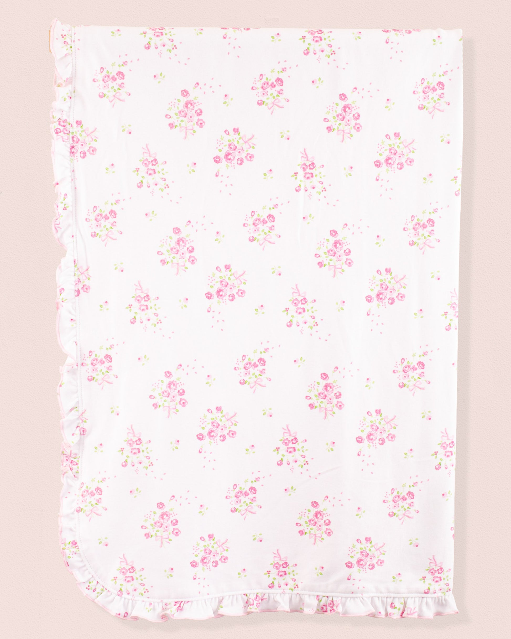 Pima Flowers Ruffle Receiving Blanket - Blanket