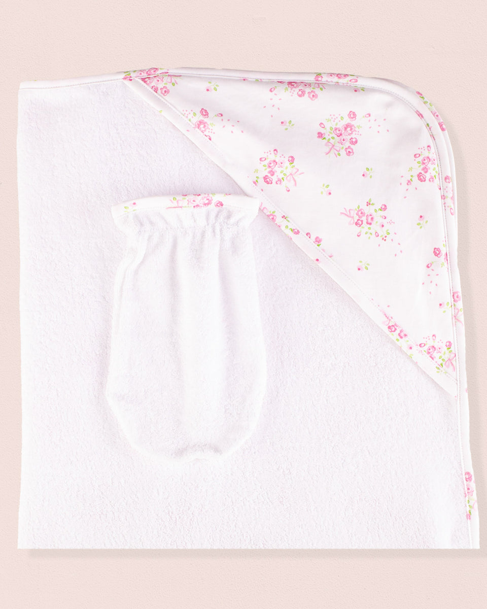 Pima Baby Towel Flowers Pink