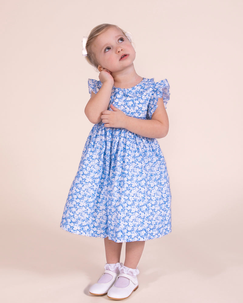 Florence Liberty Blue Fields Smock - Smocked Dress