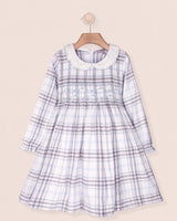 Fiorella Italian Blue Plaid Flannel Smocked Dress