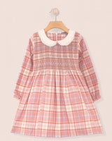 Fiorella Italian Pink Plaid Flannel Smocked Dress