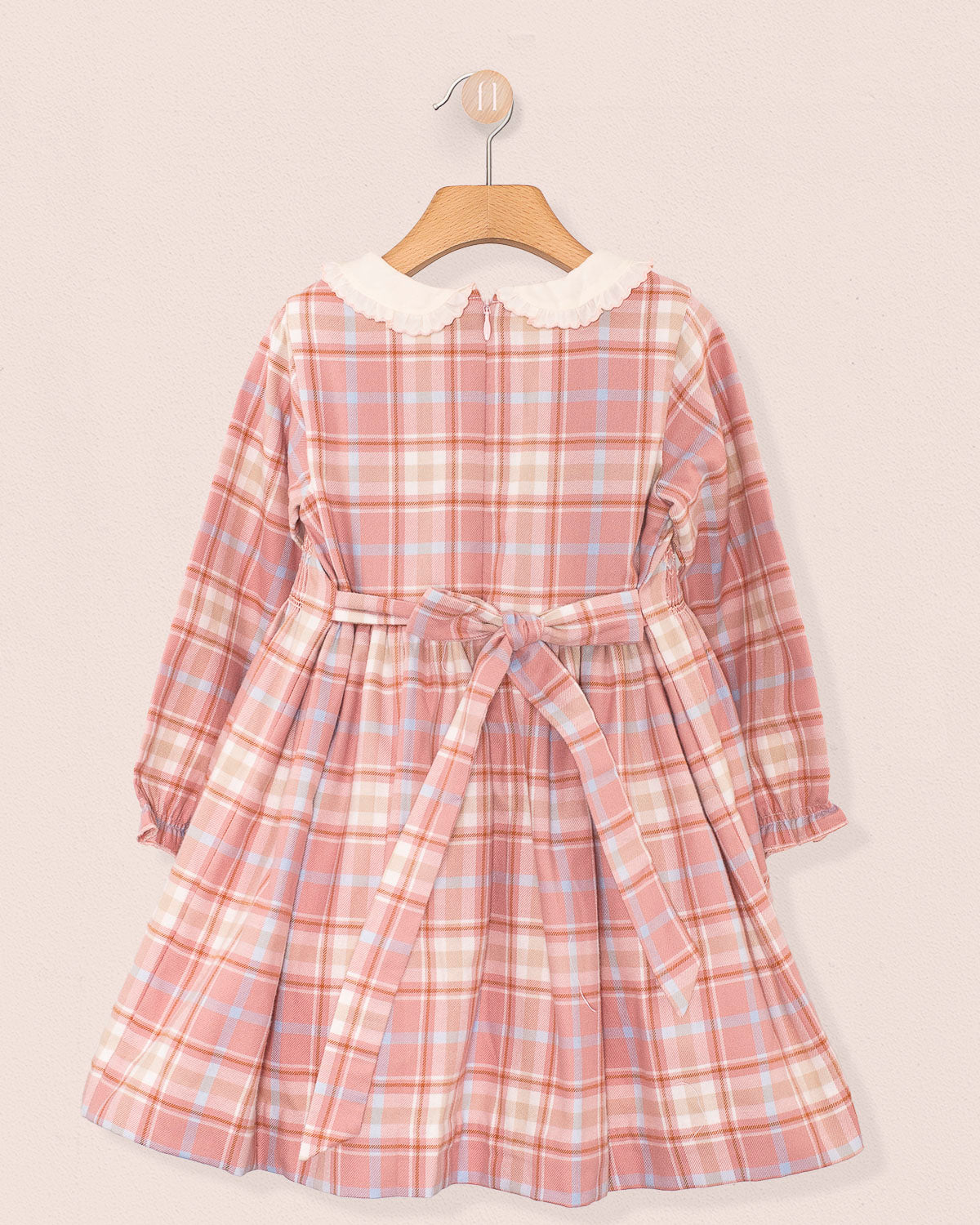 Fiorella Italian Pink Plaid Flannel Smock - Smocked Dress