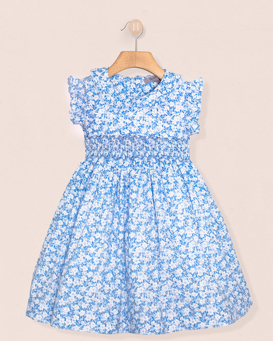 Florence Liberty Blue Fields Smock - Smocked Dress