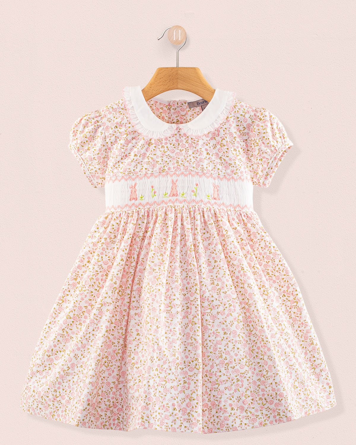 Bunny Florencia Pink Daisy Smock - Smocked Dress