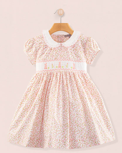 Bunny Florencia Pink Daisy Smock - Smocked Dress