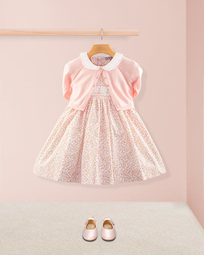 Bunny Florencia Pink Daisy Smock - Smocked Dress