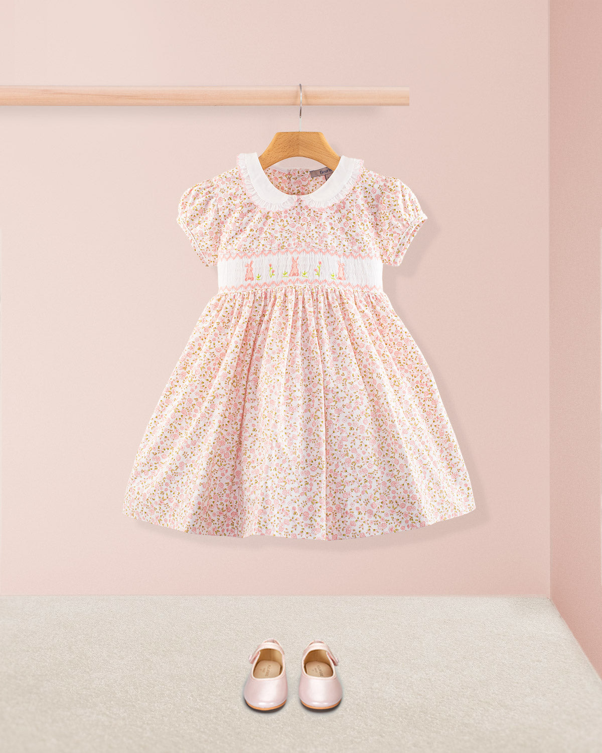 Bunny Florencia Pink Daisy Smock - Smocked Dress