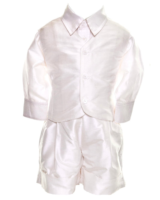 Silk Shirt Vest and Suspender Shorts Set