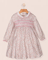 Fiorella Belina Delicate Floral Pink Twill Smocked Dress