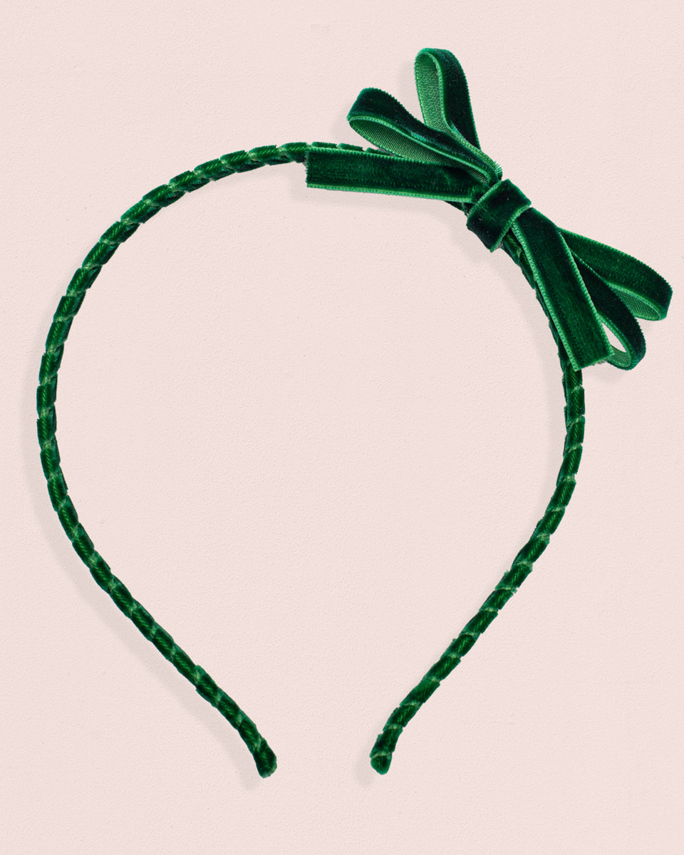 Green Velvet Headband Thin