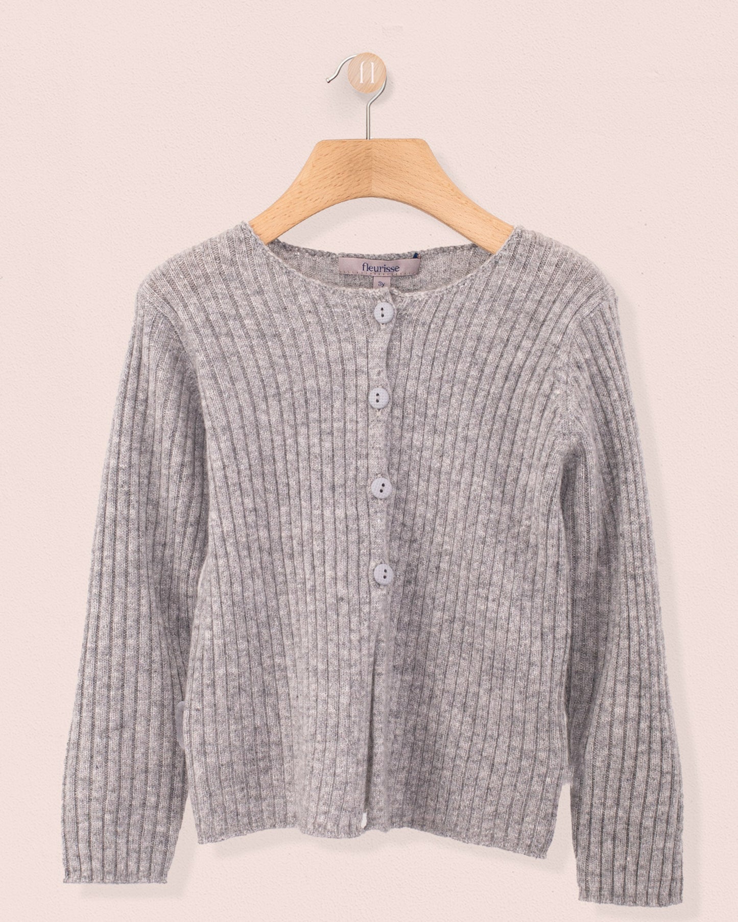 Cashmere Ribbed Grey Cardigan - Cardigan