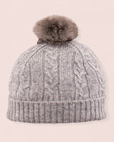 Cashmere Grey Fur Pom-Pom Hat
