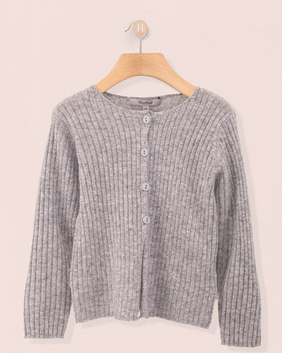 Cashmere Ribbed Grey Cardigan