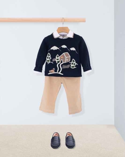 Navy Gingerbread Cashmere Sweater - Sweater