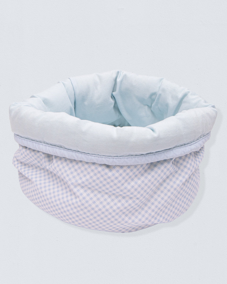 Light Blue Gingham Round Basket