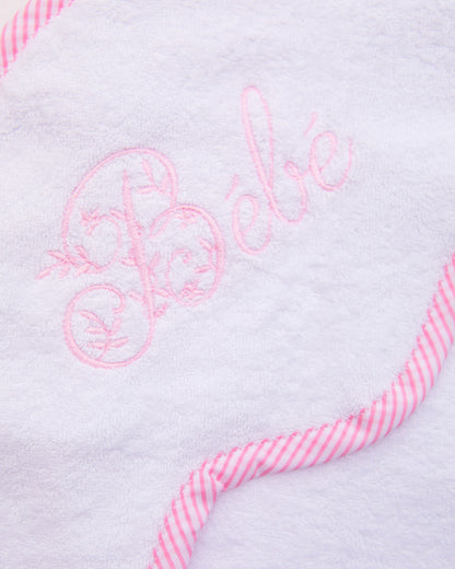 Bébé Gingham Trim Hooded Towel - Layette