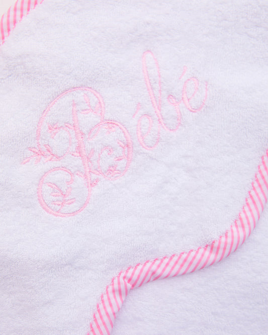 Bébé Gingham Trim Hooded Towel - Layette