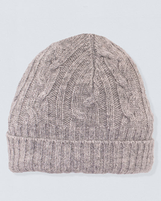Cashmere Grey Cable Knit Hat - Hat