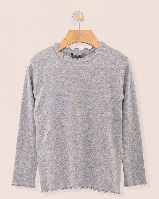 Mock Neck Italian Brushed Cotton Shirt Grey - Jersey